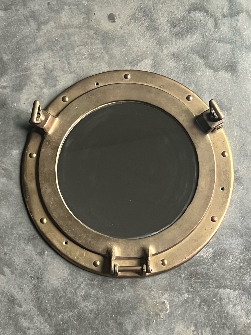 Vintage PENCO Round Brass Ship Port Hole Hinged Nautical 8” Mirror